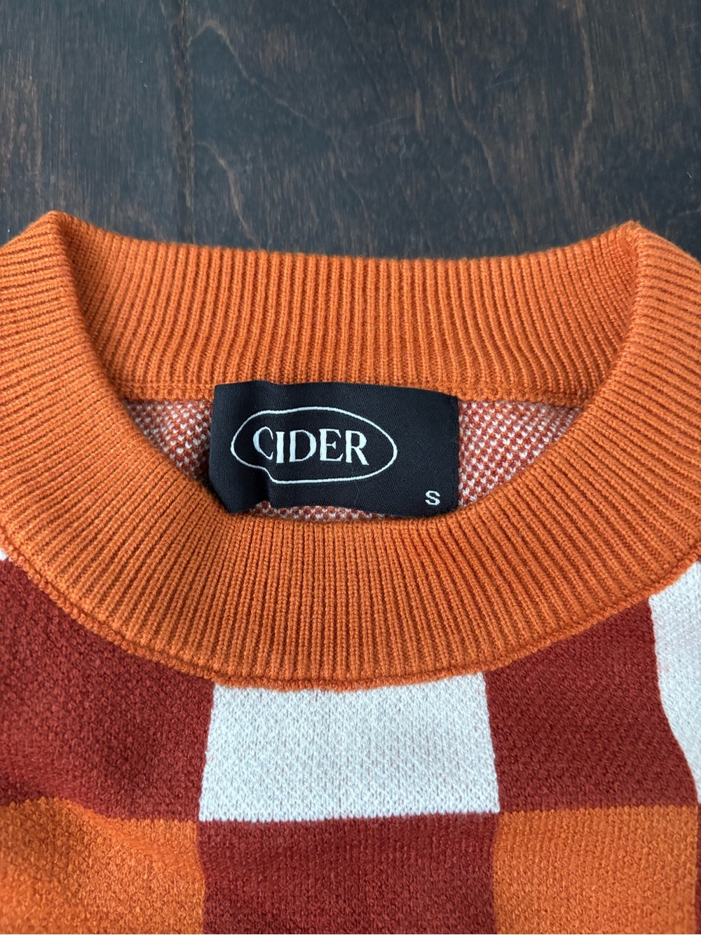 Cider Orange, Rust & White Checkerboard Crewneck Sweater Vest - Picture 2 of 3